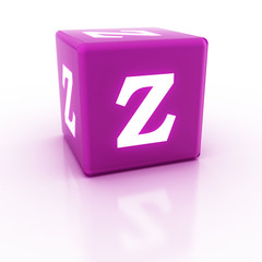 The letter Z on the cube. 3D render of a cube. The alphabet blocks.