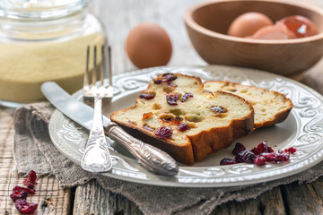 Cottage cheese casserole with cranberries.