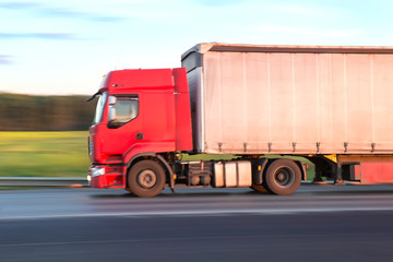 trailer  moves on  highway