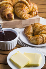 Croissants butter and jam