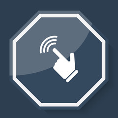 White Touch Screen icon on plum blue web app button