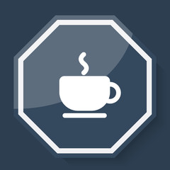 White Coffee icon on plum blue web app button