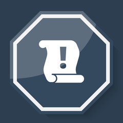 White Important Information icon on plum blue web app button