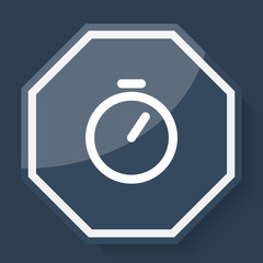 White Timer icon on plum blue web app button