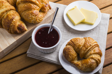 Croissants jam and butter