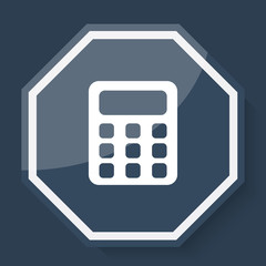 White Calculator icon on plum blue web app button