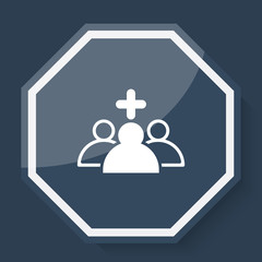 White Medical Staff icon on plum blue web app button