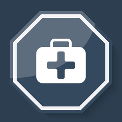 White First Aid Kit icon on plum blue web app button