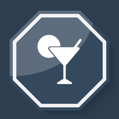 White Cocktail icon on plum blue web app button