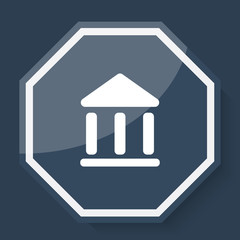 White Museum icon on plum blue web app button