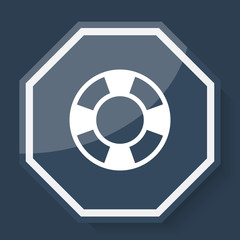 White Life Buoy icon on plum blue web app button