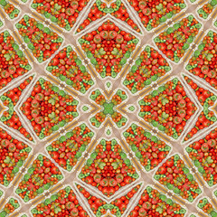 Background from tomatoes. Pattern, ornament, kaleidoscope. seamless.