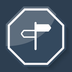 Obraz premium White Road Signs icon on plum blue web app button