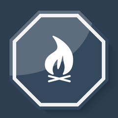 White Bonfire icon on plum blue web app button