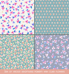 Set of seamless patterns. Patterns with watercolor flowers.