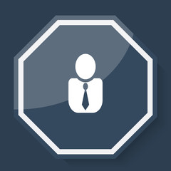 White User Profile icon on plum blue web app button