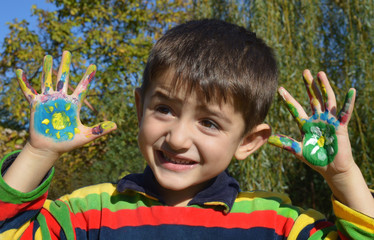 Hands in paint