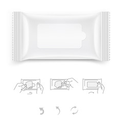 Wet wipes packing isolated on white background. Vector illustration