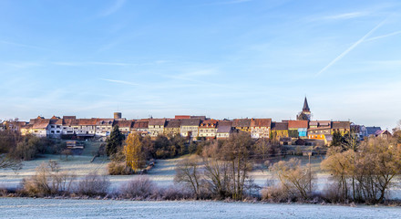 old medieval town wall build of half timbred houses in Idstein Walsdorf