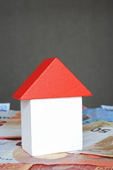 Toy house and money 