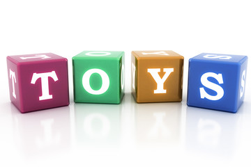 Toys with blocks. 3D illustration of colored cubes.