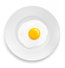 Fried egg on a plate. Vector illustration. It can be used in promo, adv and etc.