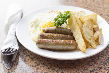 Fried Eggs Sausage Home Fries