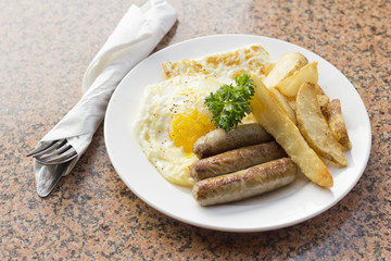Fried Eggs Sausage Home Fries