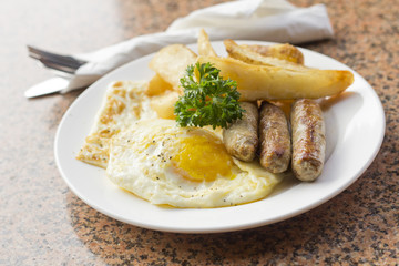 Fried Eggs Sausage Home Fries