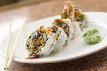 Shrimp Tempura Avocado Sushi Roll