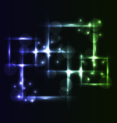 Abstract background, set square bubbles with light effects