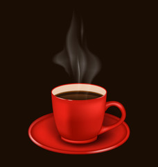 Red coffee mug with vapor