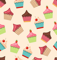 Seamless Pattern with Different Muffins