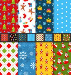 Fototapeta premium Set Christmas Seamless Patterns