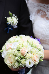 Wedding couple with flowers