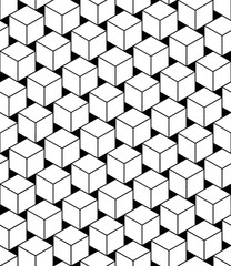 Vector modern seamless geometry pattern cubes, black and white abstract geometric background, trendy print, monochrome retro texture, hipster fashion design