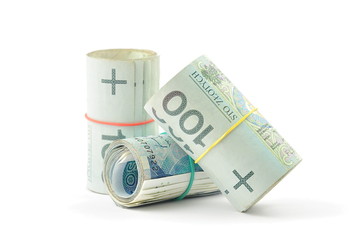 Rolls of Polish banknotes