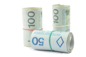 Rolls of Polish banknotes