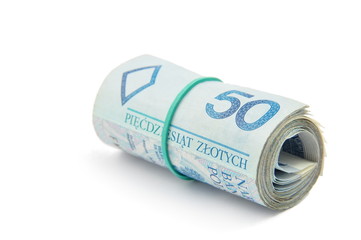 Roll of Polish 50 PLN banknotes