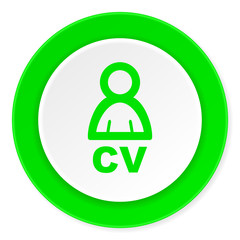 cv green fresh circle 3d modern flat design icon on white background