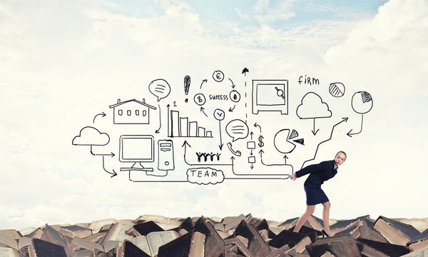 Businesswoman carrying out idea