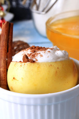 baked apple cinnamon whipped egg whites with sugar dessert baking sweet cream topping