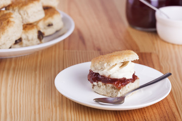 Scones with Strawberry Jam and Whipped Cream