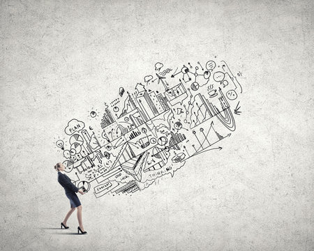 Businesswoman carrying out idea
