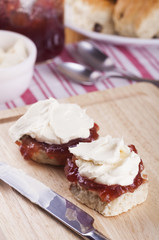 Scones with Strawberry Jam and Whipped Cream
