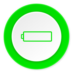 battery green fresh circle 3d modern flat design icon on white background