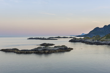 Fototapeta na wymiar Sundown over Lofoten Islands, Norway