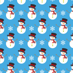 Christmas background. snowman and snowflakes