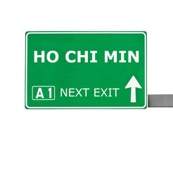 HO CHI MIN road sign isolated on white