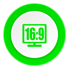 16 9 display green fresh circle 3d modern flat design icon on white background